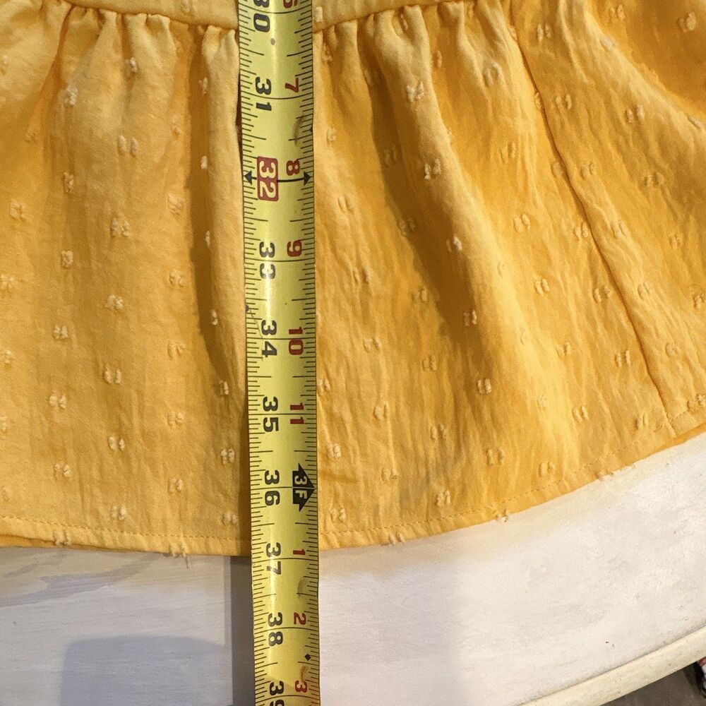52seven Yellow Solid A-Line Dress Round Neck Cap Sleeve Ruffle Knee M - Picture 8 of 8